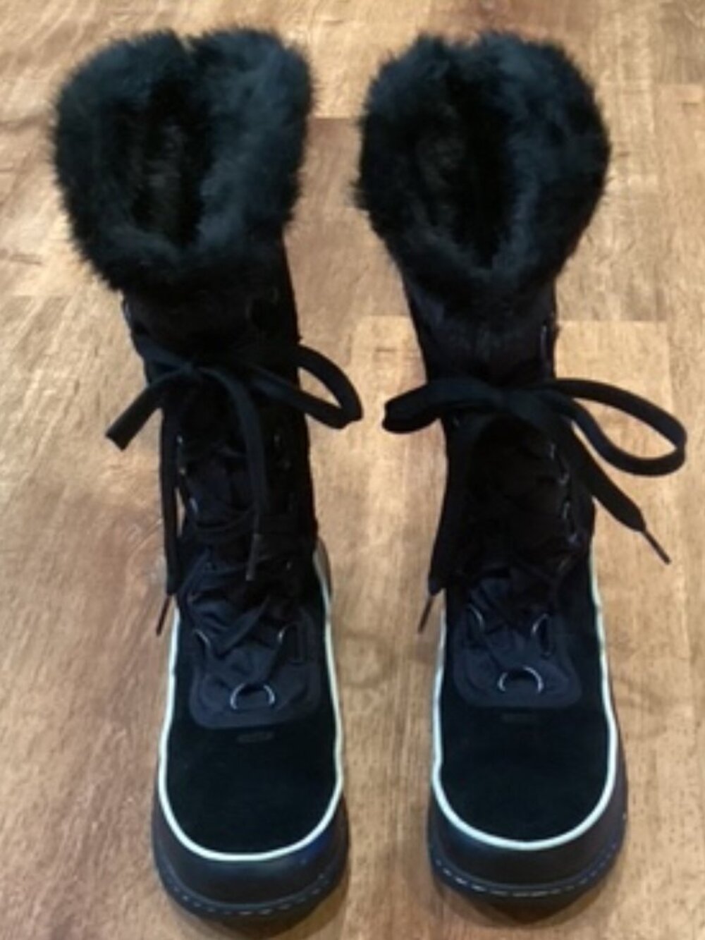 Sorel Tivoli III Hightop Winter/Waterproof Boots 6.5 Black Suede Faux Fur Collar